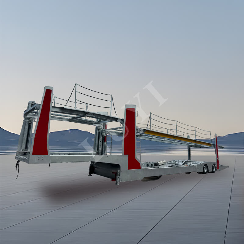 Dubbeldekker autotransporter met 2 assen en 17 meter lift Dubbeldekker autotransporter met 2 assen en 17 meter lift