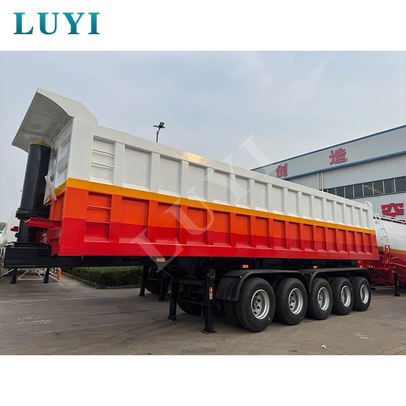 Luyi vijfassige achterkip-dumpoplegger geëxporteerd naar Ghana, erkend professioneel zwaar materieel