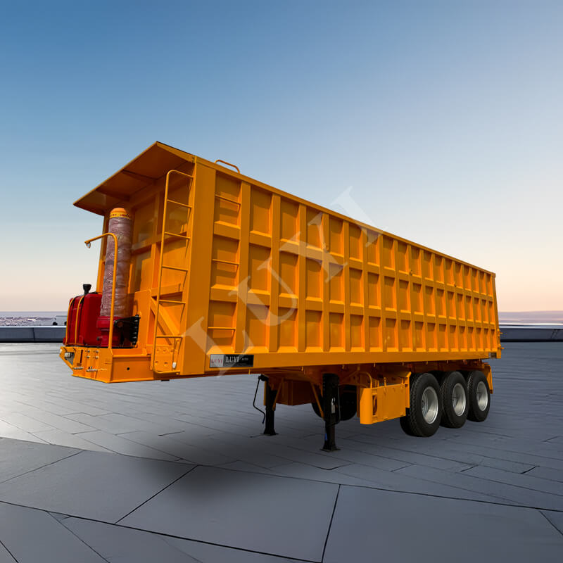 3-assige achterkipoplegger van 60 ton