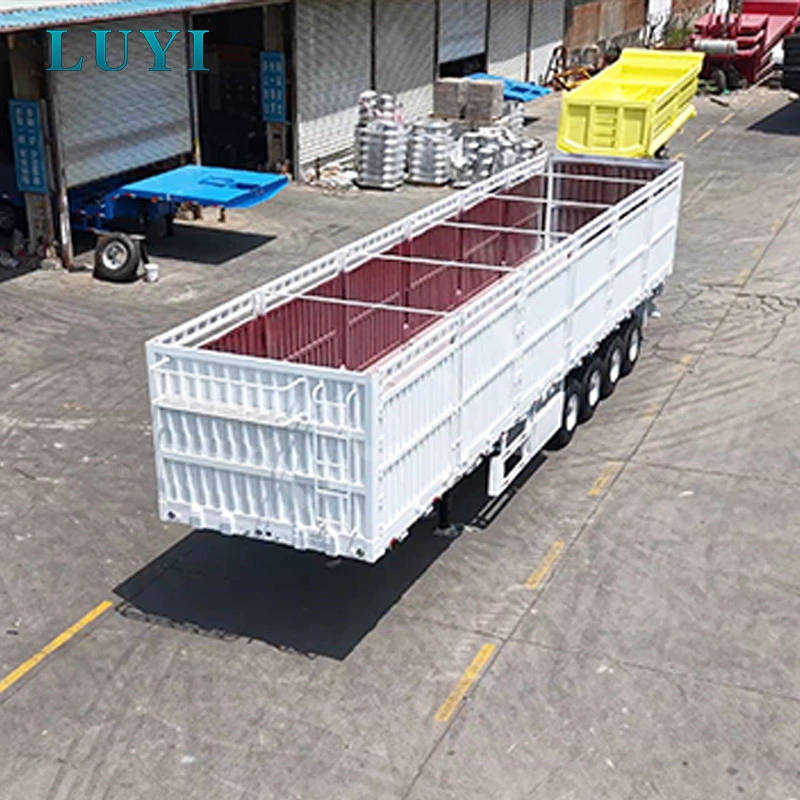 4-assige oplegger met hoge omheining van 80 ton voor bulkvracht en containervervoer