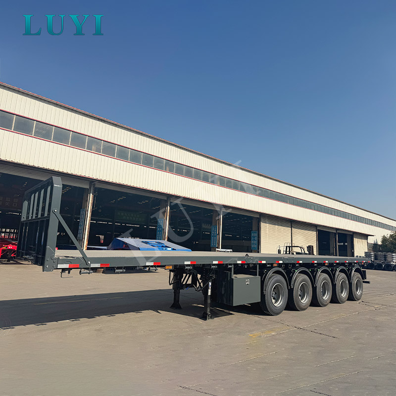 5-assige 20ft 40ft containeraanhangwagen Flatbed Flatbed oplegger