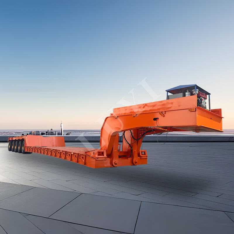 5-assige afneembare zwanenhals lowboy oplegger