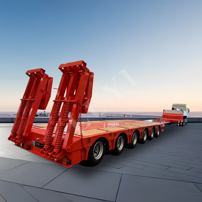 6-assige aanhangwagen, 80 ton, 100 ton, 120 ton zwanenhals, intrekbare dieplader