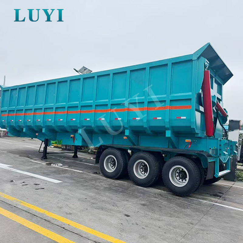 LUYI 3-assige 60 ton blauwe zijkipoplegger