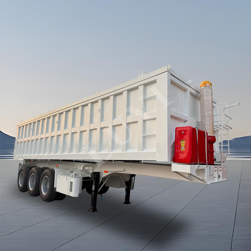 Drie-assige rechthoekige U-vormige 60 ton achterkip-oplegger