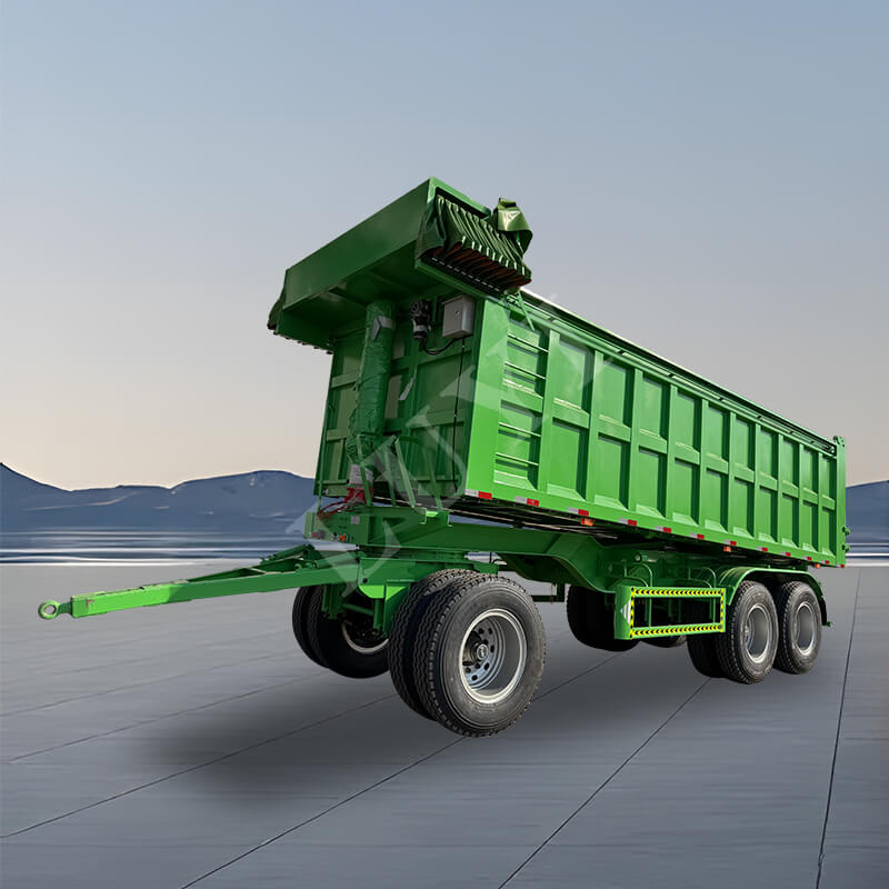 Rechthoekige 30/50 kubieke oplegger met twee assen en achterlossing